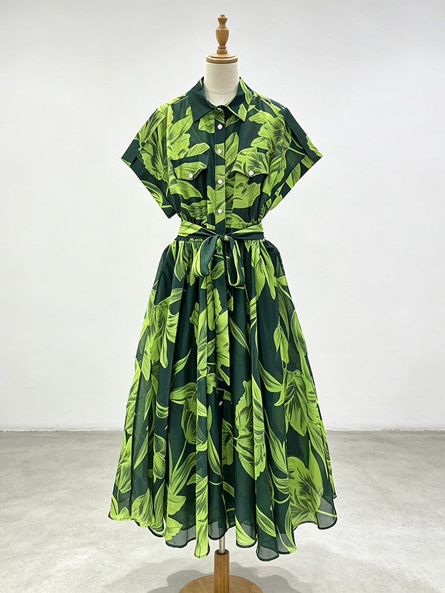 Azalea Green Lace-up Dress