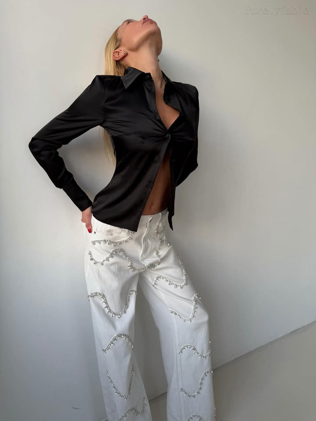 Raquel Rhinestone Straight Leg Pants