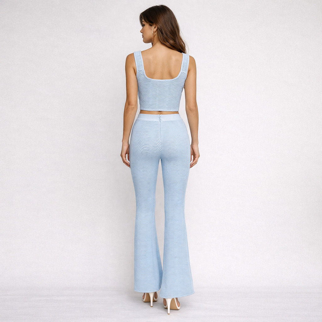 Julieta Blue Vest And Flared Pants Suit