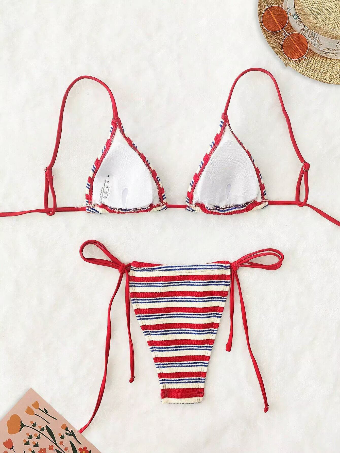 Striped Lace-up Swimsuit