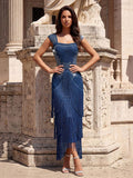 Sienna Blue Tasseled Camisole Maxi Dress