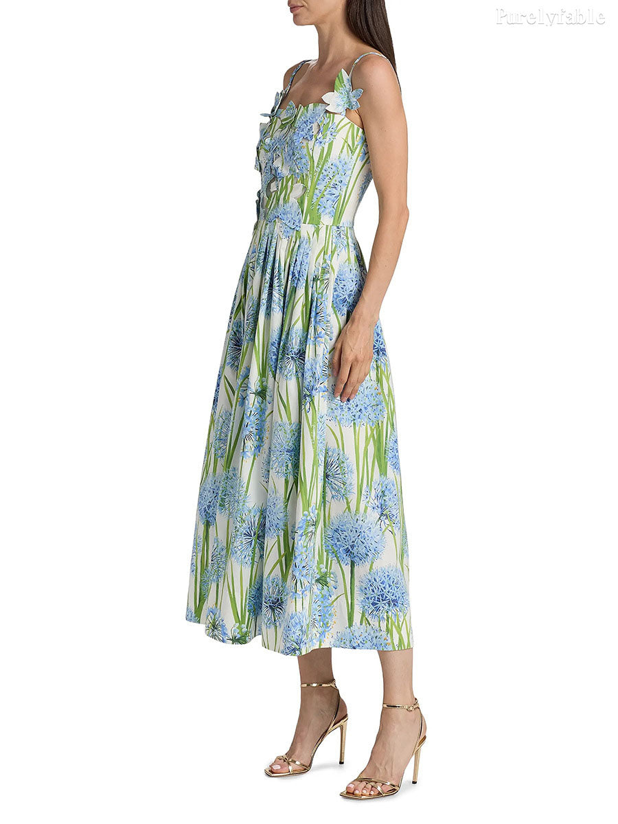 Freya Green Printed Pleated Skirt