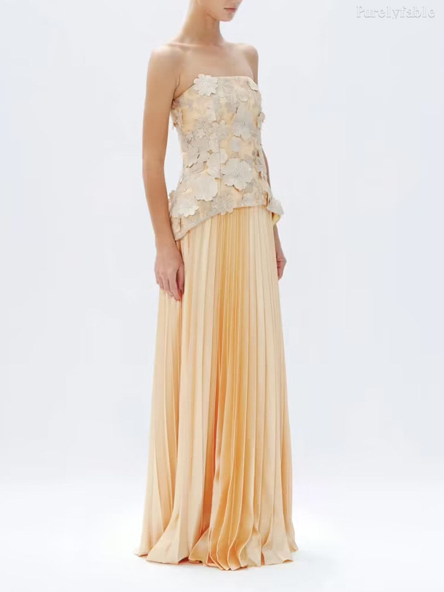Athena Yellow Strapless Dress Set