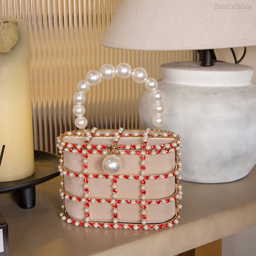 White Bird Cage Banquet Bag