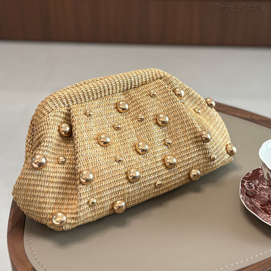 Khaki Woven HandBag