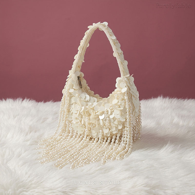 White Bead Shoulder Bag