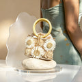 Rice White Daisy Birdcage Bag
