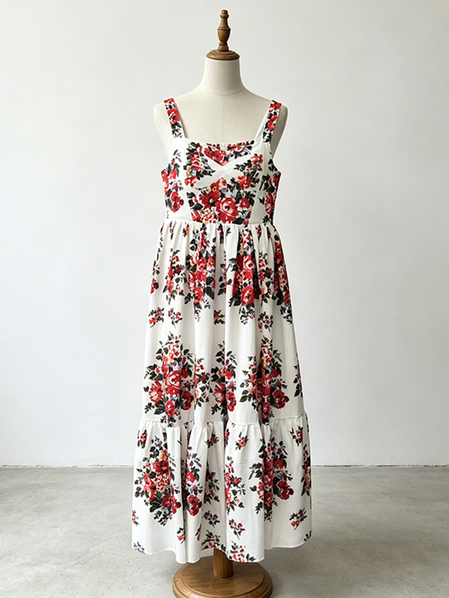 Katia Square-Neck Tie-Strap Printed Dress