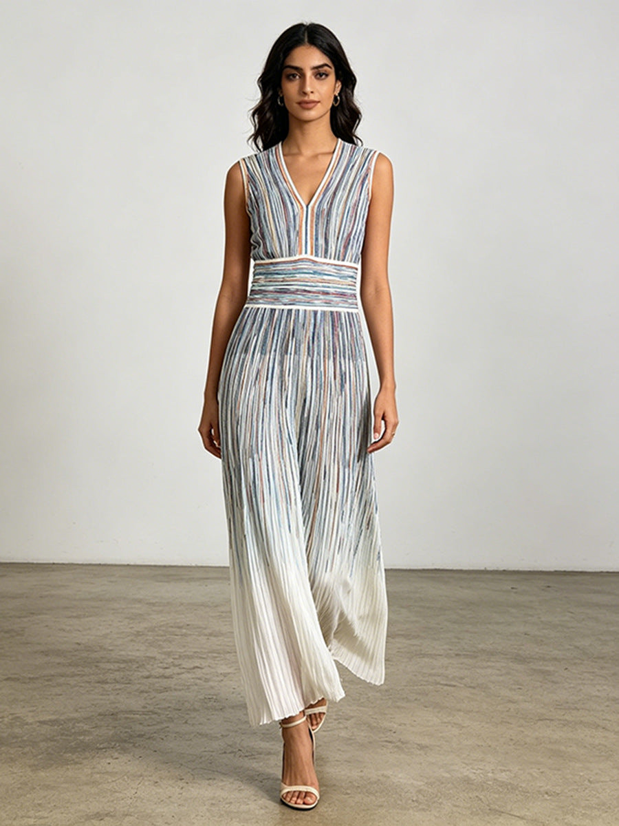 Azalea Ombré Vertical-Stripe Maxi Dress
