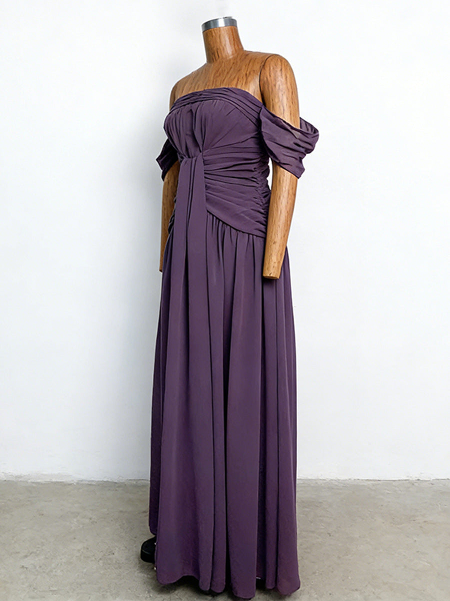 Giselle Purple Halter-Neck Draped Maxi Dress