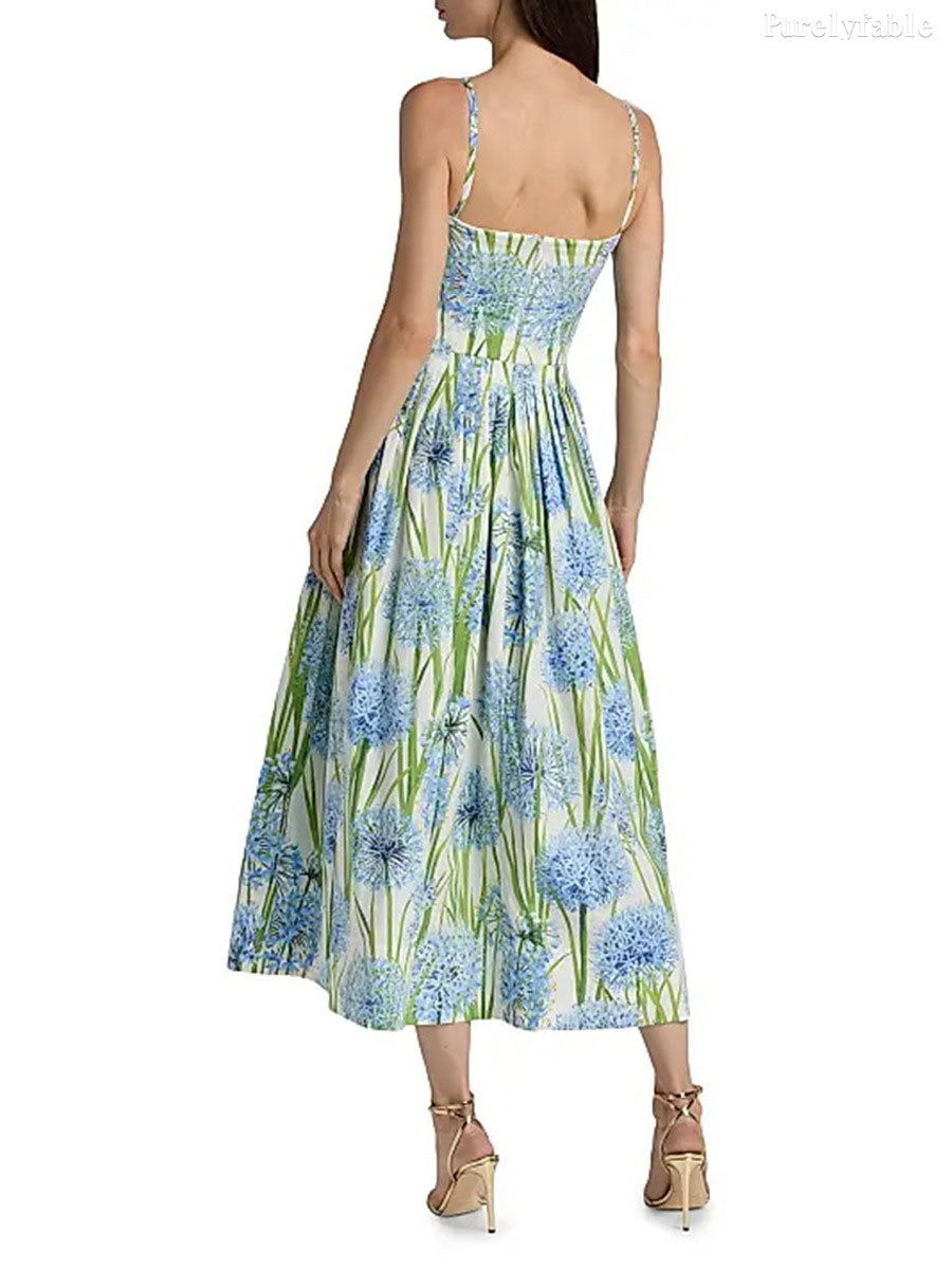 Freya Green Printed Pleated Skirt
