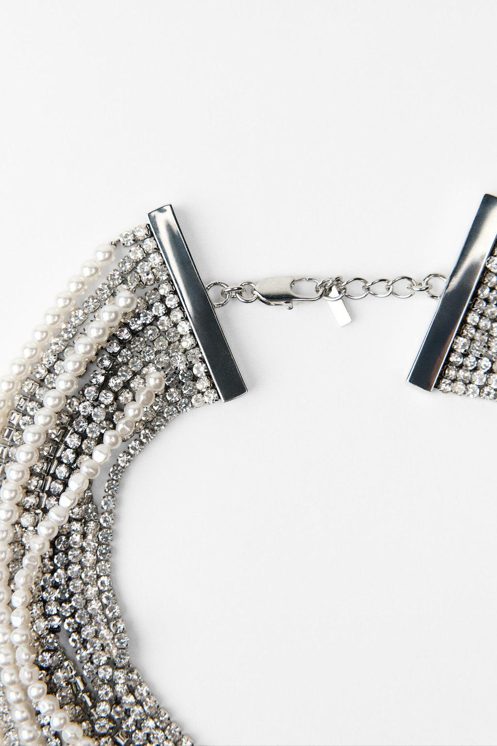 Pearl Rhinestone Multi Strand Necklace