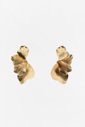 Textured Metal Leaf Drop Earrings