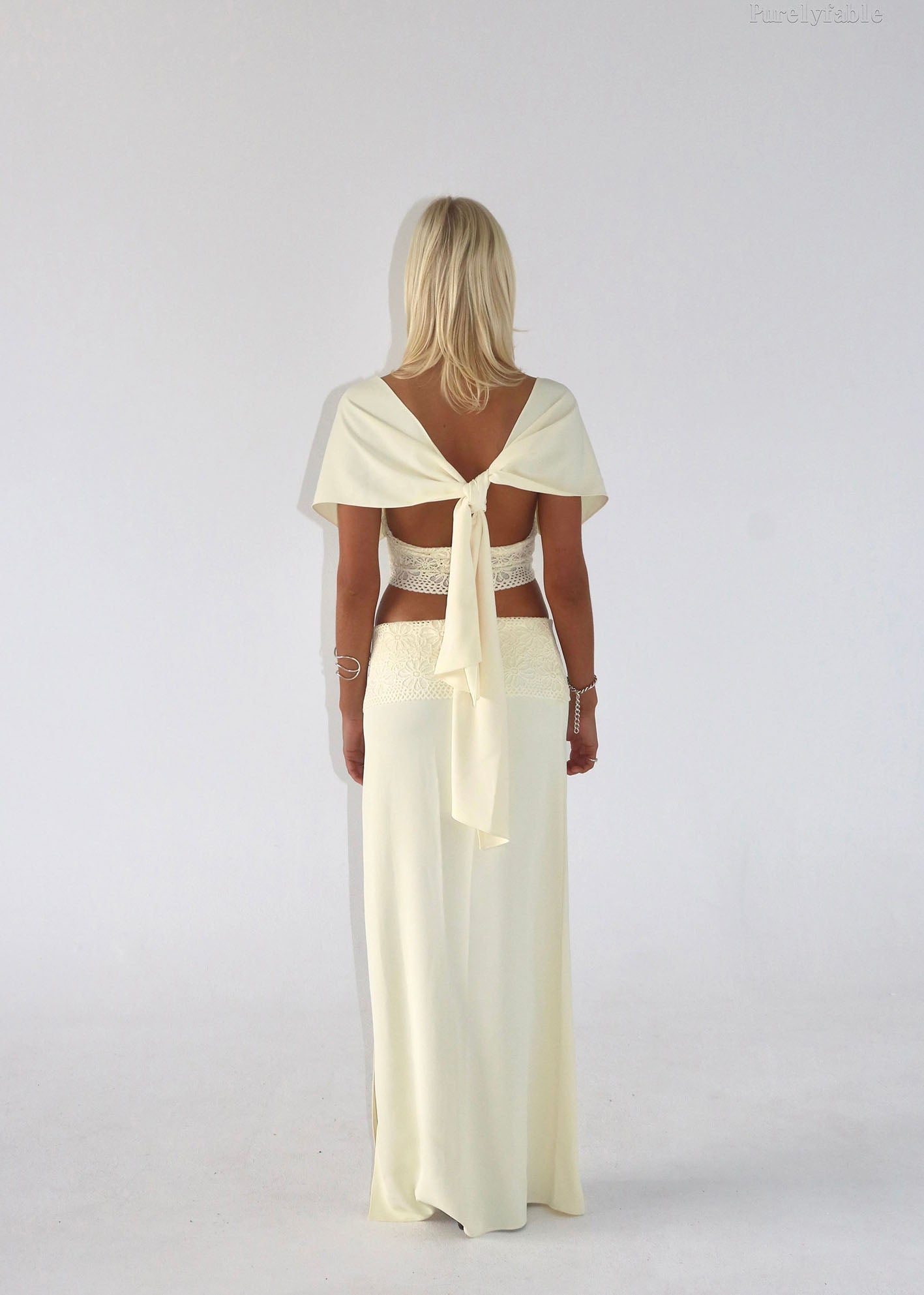 Alina White Short Top Irregular Skirt Ttwo-Piece Set