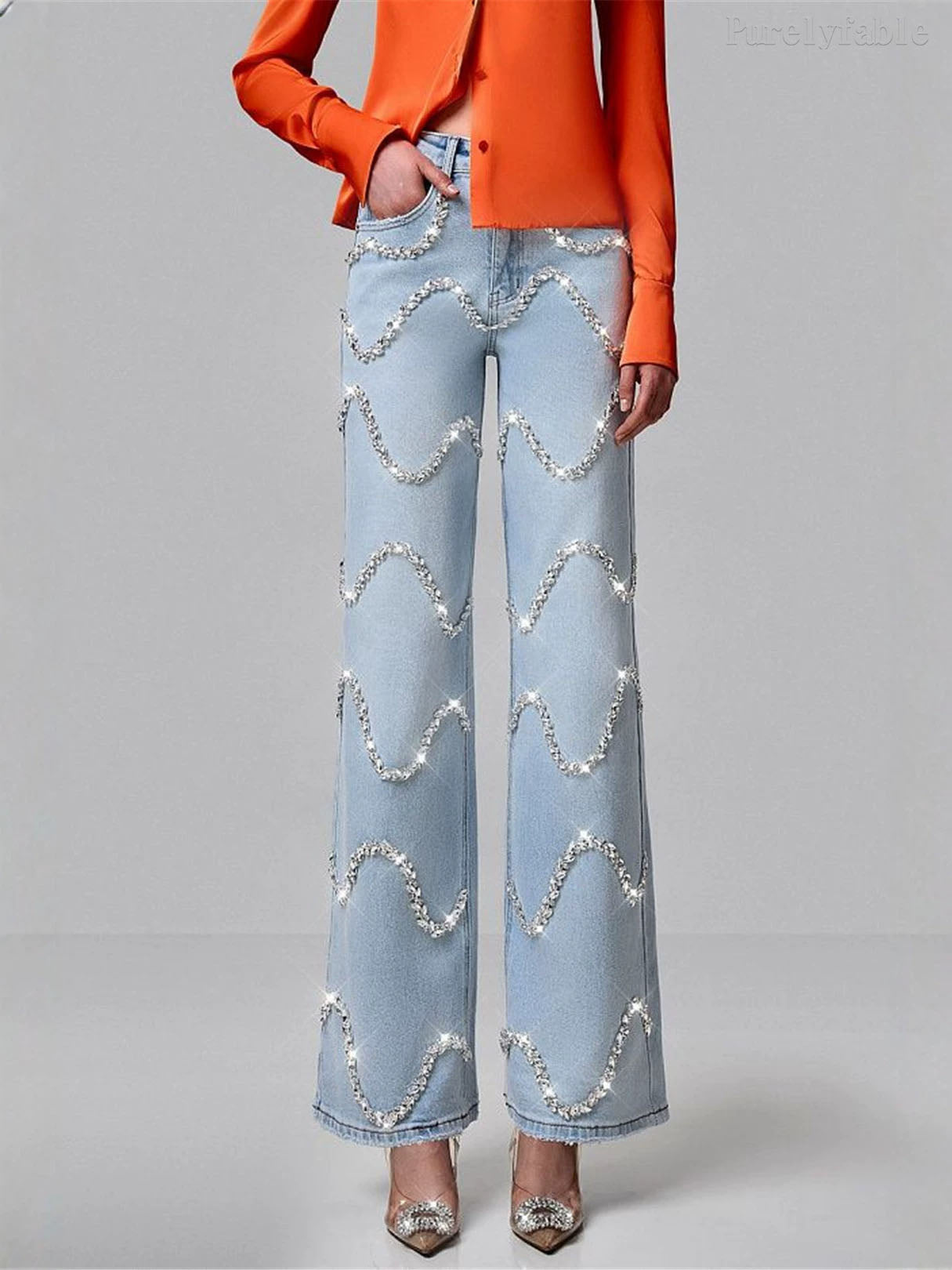 Raquel Rhinestone Straight Leg Pants