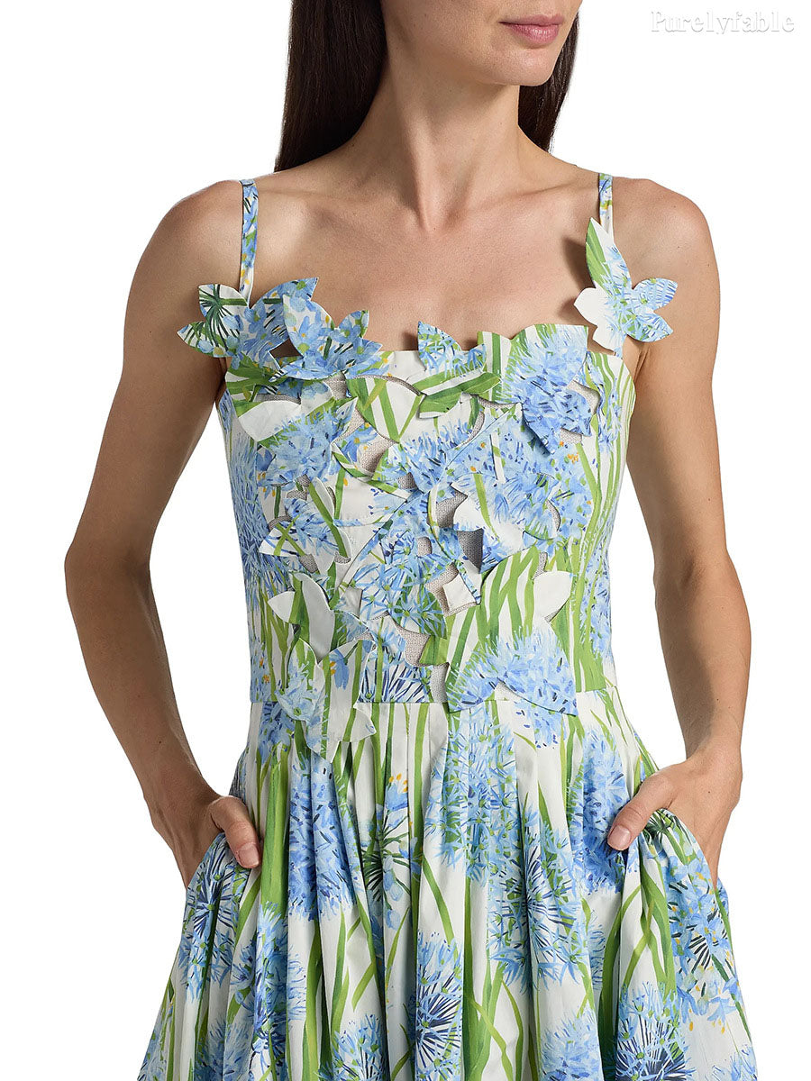 Freya Green Printed Pleated Skirt