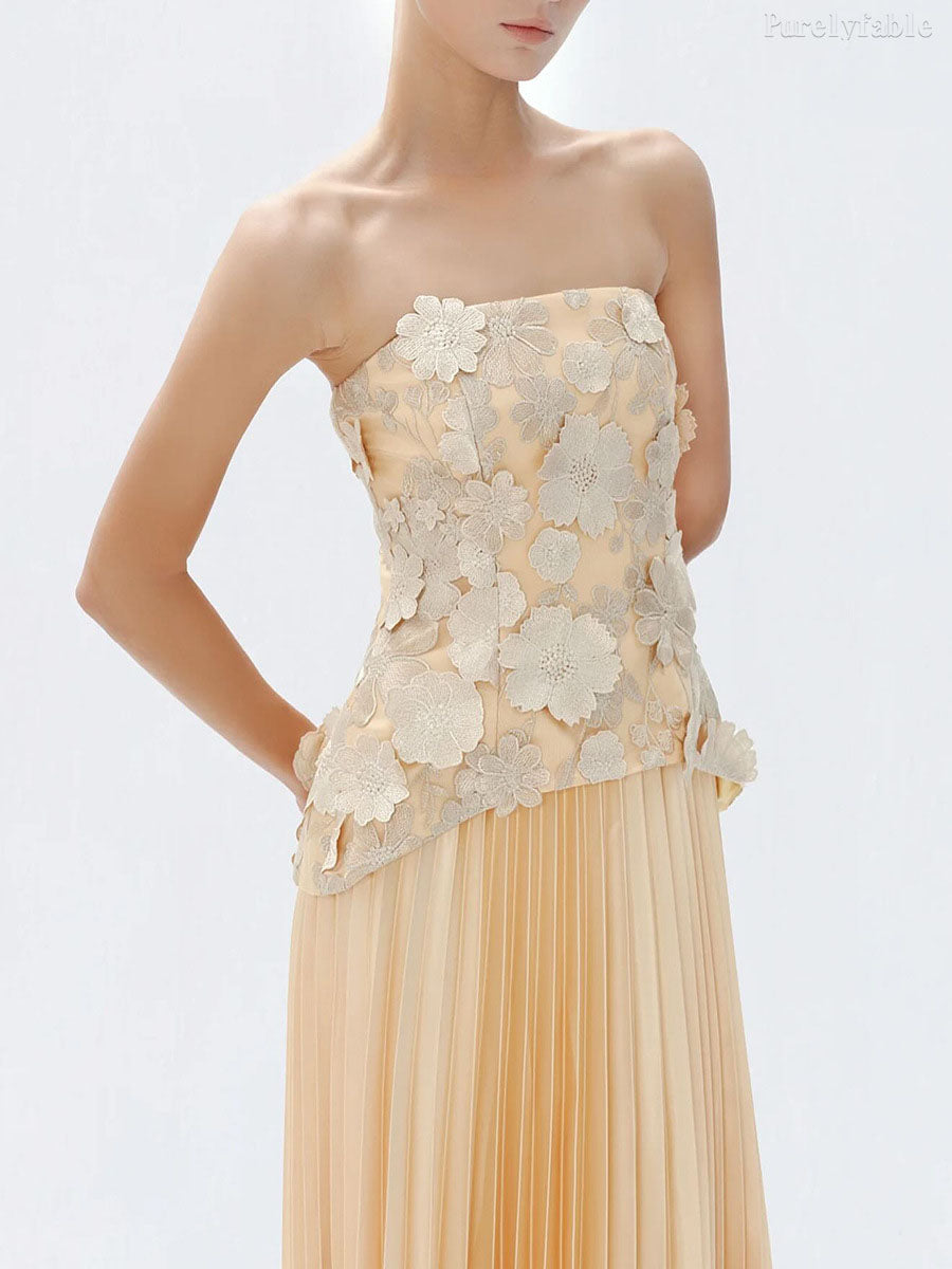Athena Yellow Strapless Dress Set