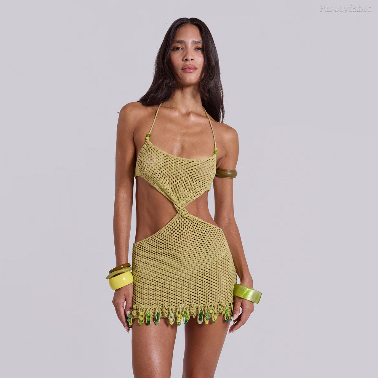 Elodie Green Beach Swimsuit Beach Dress Blouse Set