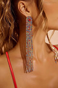 Long Rhinestone Tassel Earrings