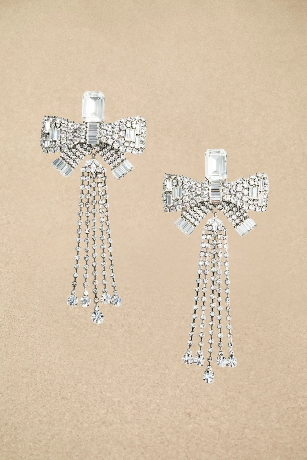 Daphne Diamond Bow Tassel Earrings