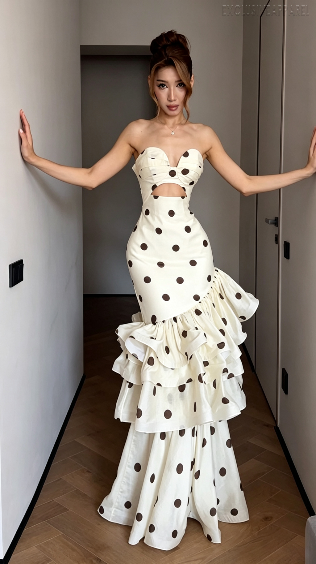 Gianna White Strapless Open-layered Long Dress