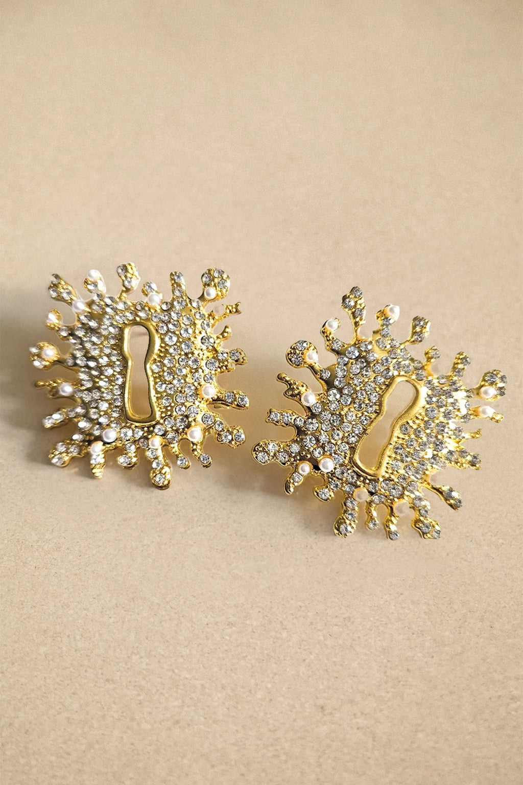 Crystal Embellished Keyhole Earrings