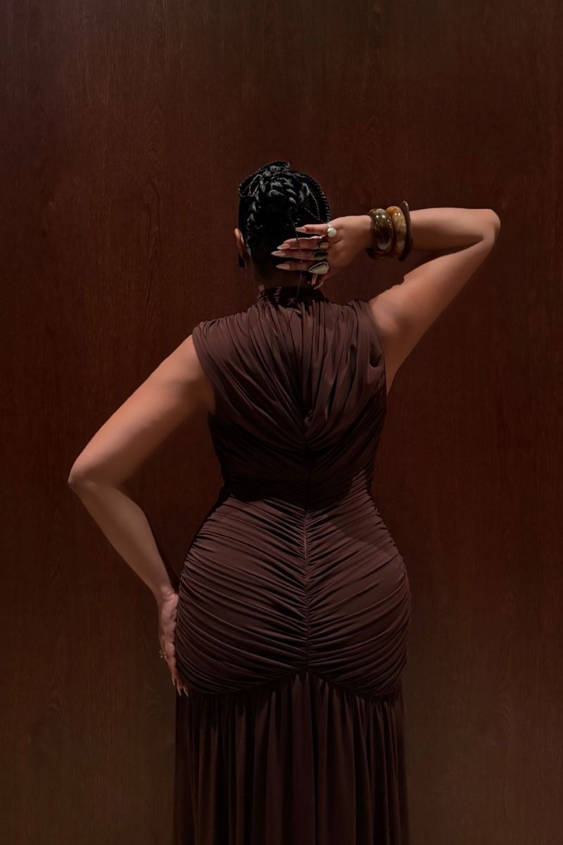 KUBAYMA DRESS IN BROWN