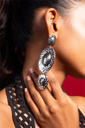 Oval Metallic Drop Earrings