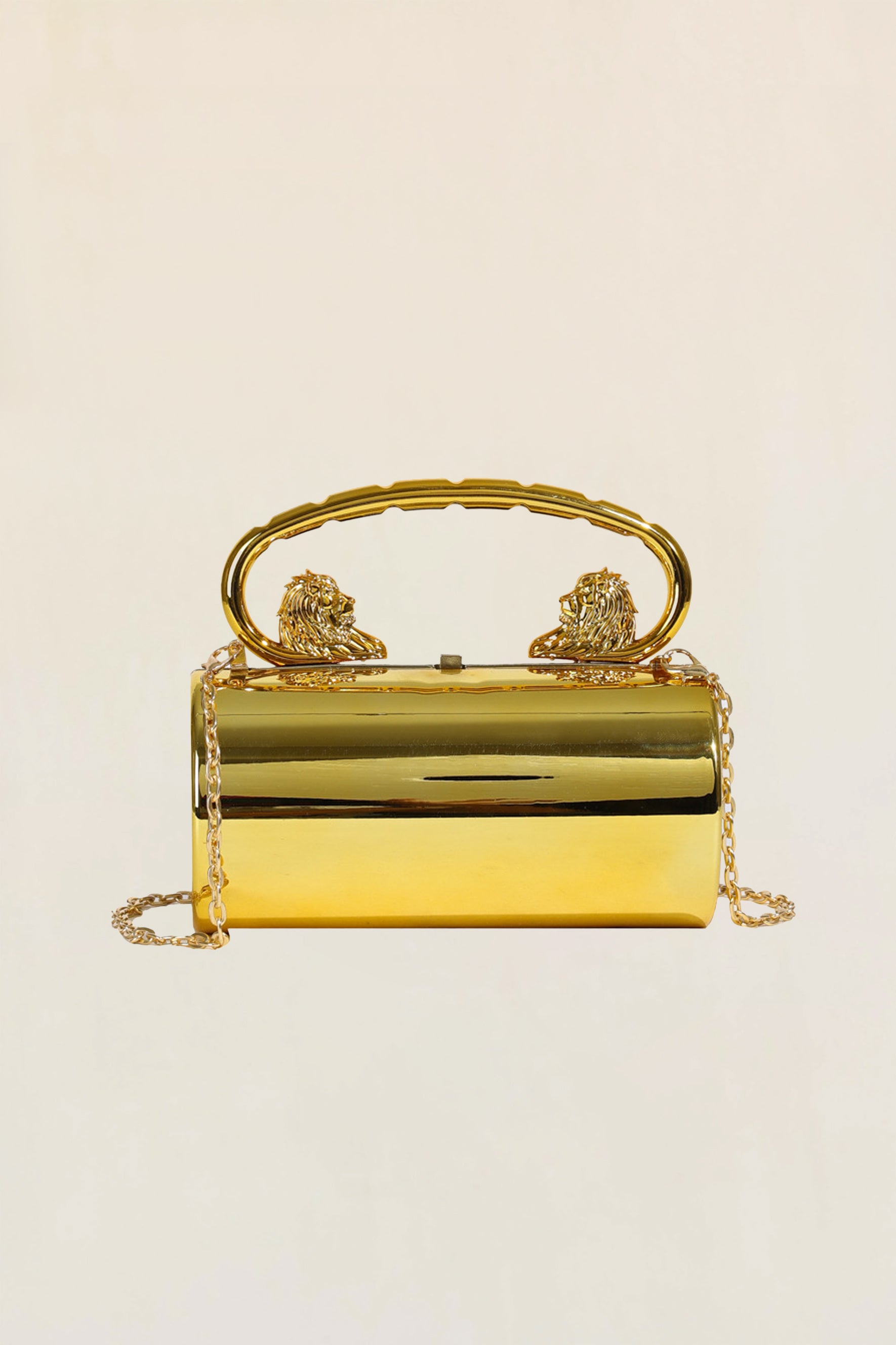 Metal Lion Head Handle Clutch