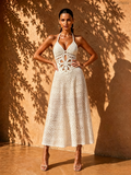 Nala Halter Neck Deep V Cutout Dress