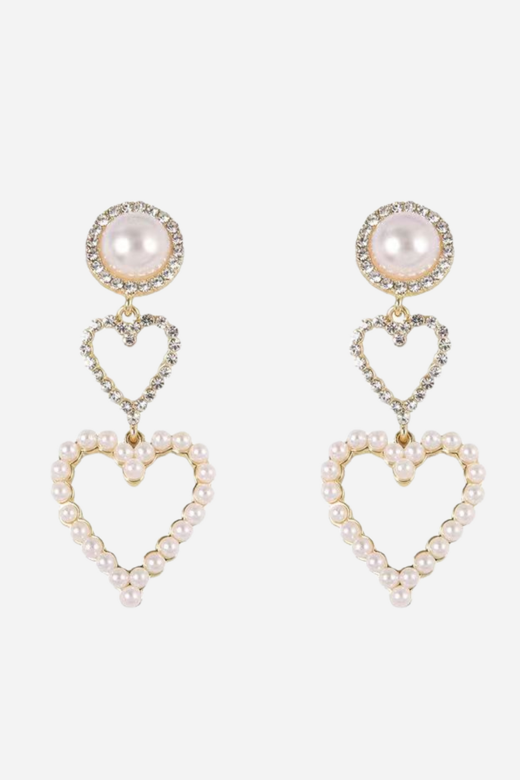 Pearl Looped Heart Earrings