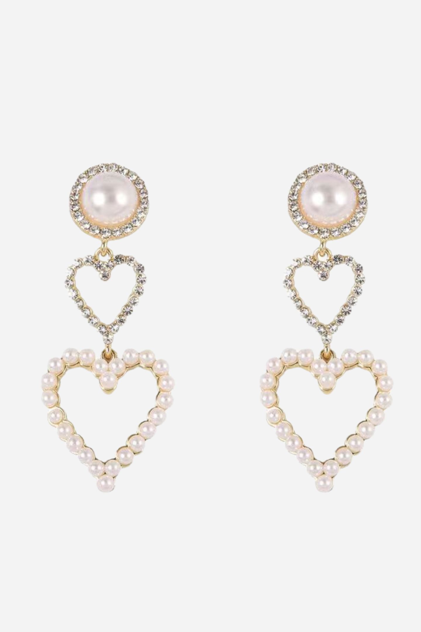 Pearl Looped Heart Earrings