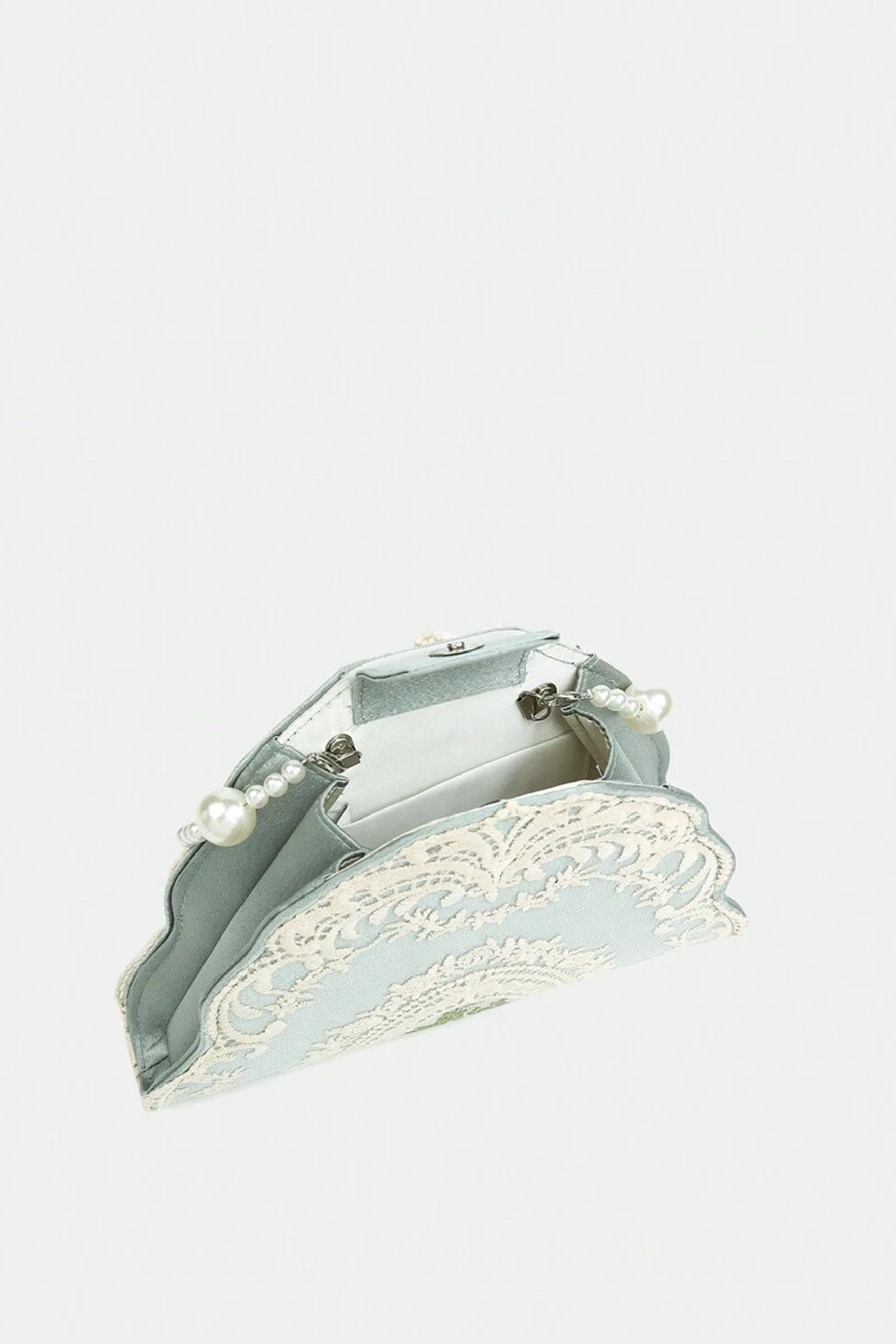 Lace Embroidery Pearl Strap Handle Bag