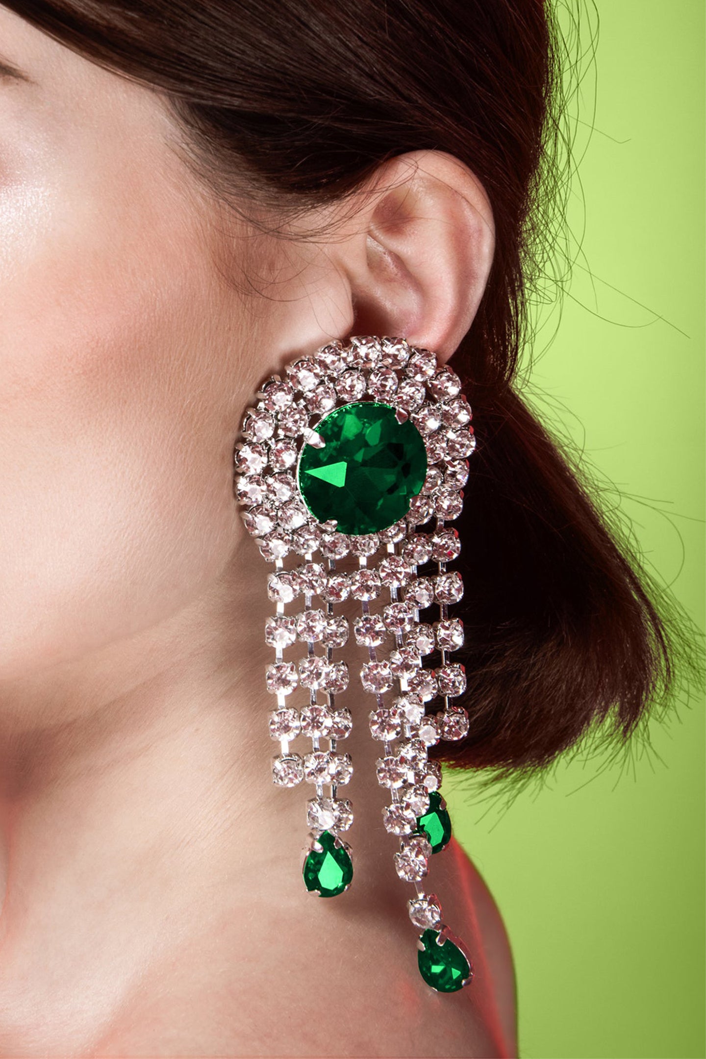 Crystal Embellished Tassel Earrings