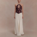 Everly neckline lace long dress