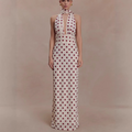 Alma deep V-neck polka dot long dress