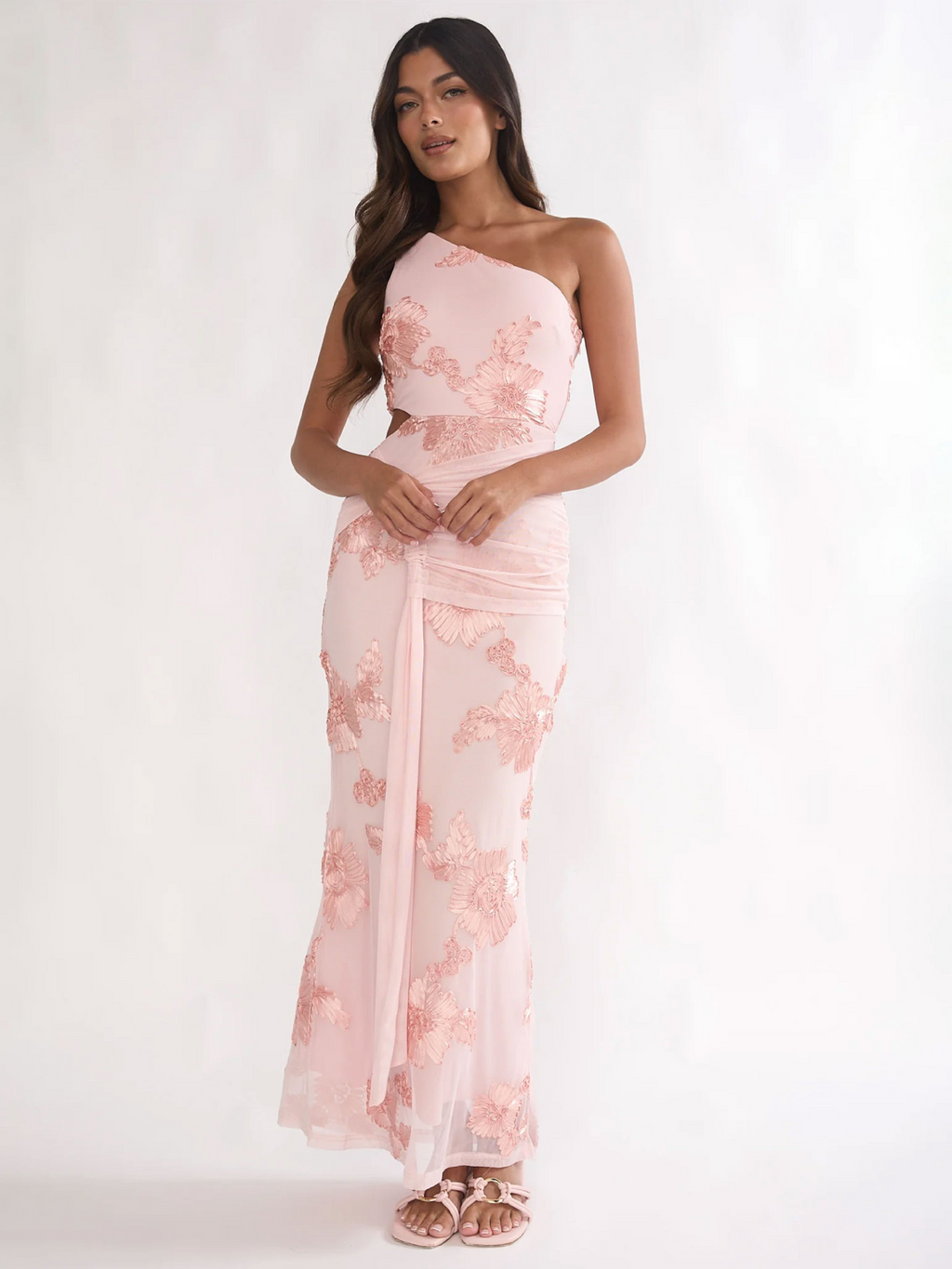 Anais single-shoulder embroidered dress