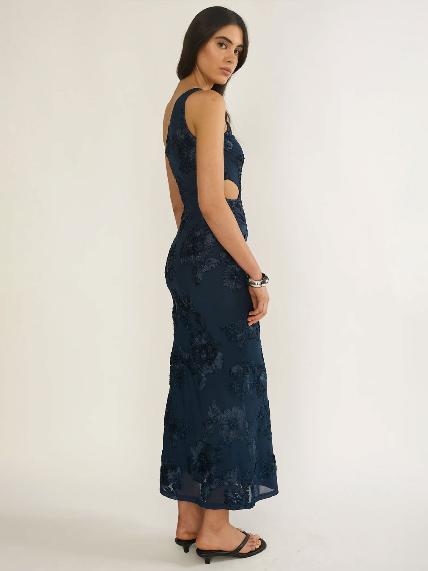 Anais single-shoulder embroidered dress