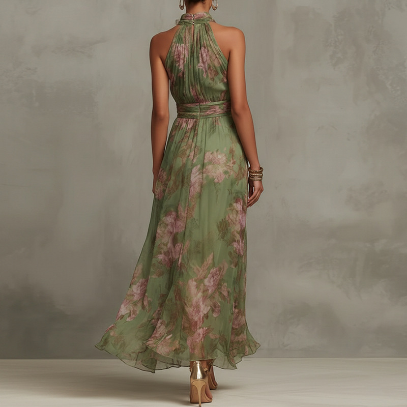 Aurora sleeveless floral print long dress