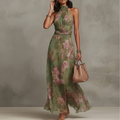 Aurora sleeveless floral print long dress