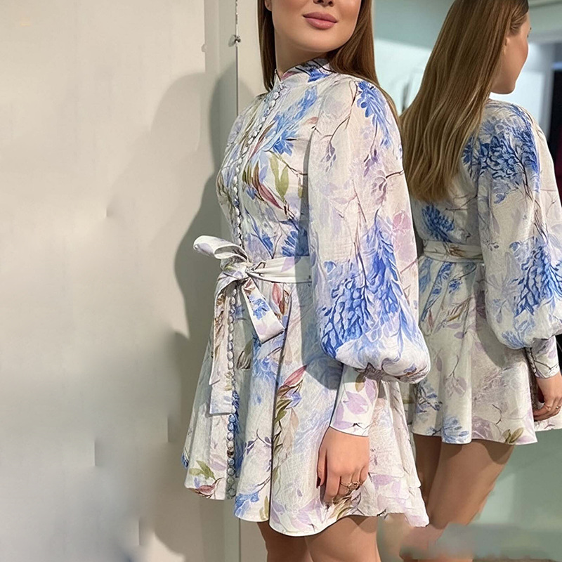 Antonella long-sleeved printed short skirt