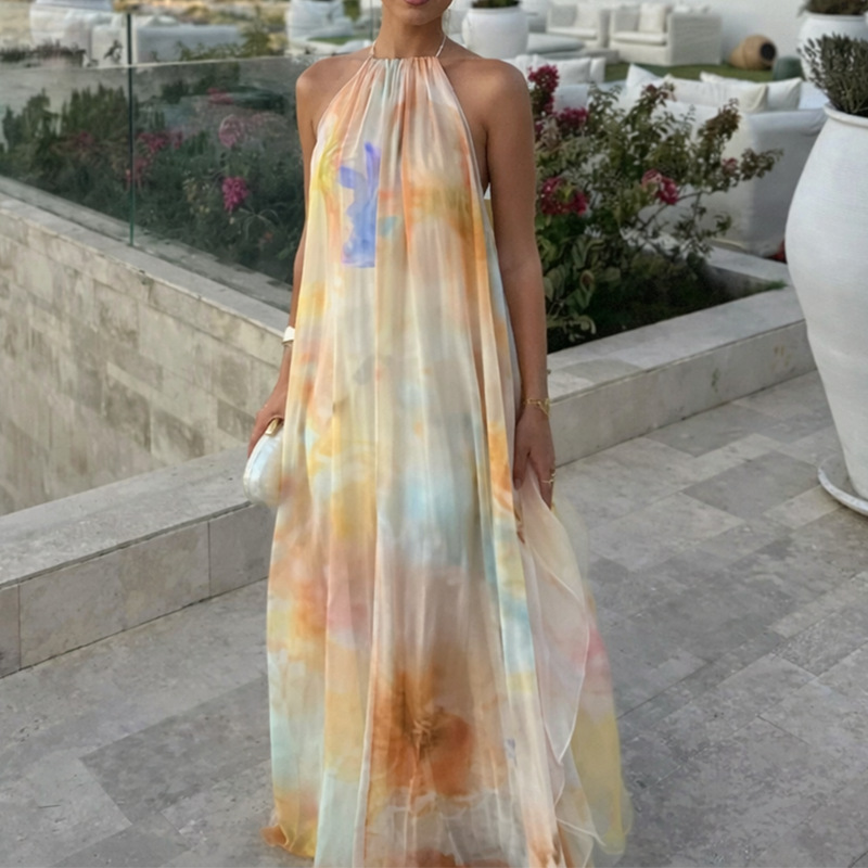 Annalise Printed long-sleeved dress with a collar