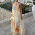 Annalise Printed long-sleeved dress with a collar