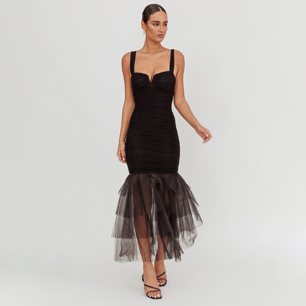 Adela Net-Silk Maxi Dress
