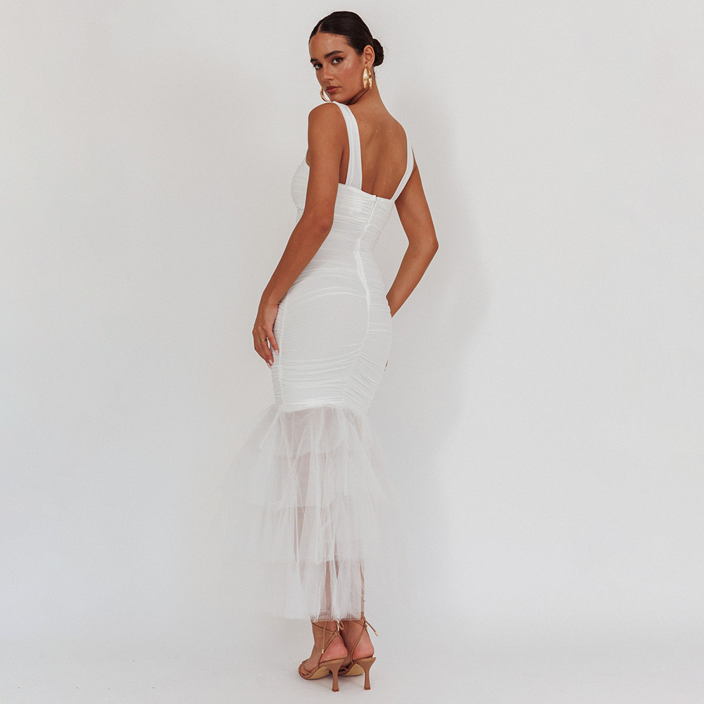 Adela Net-Silk Maxi Dress