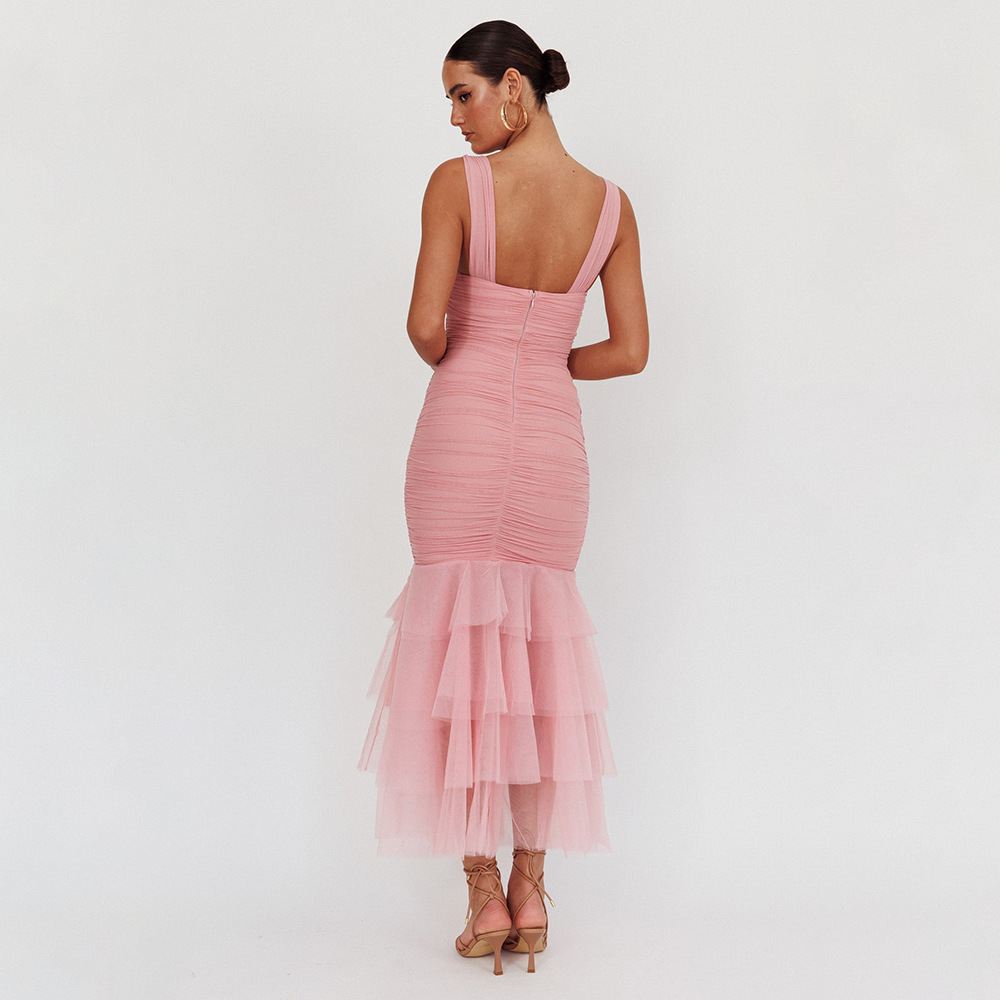 Adela Net-Silk Maxi Dress