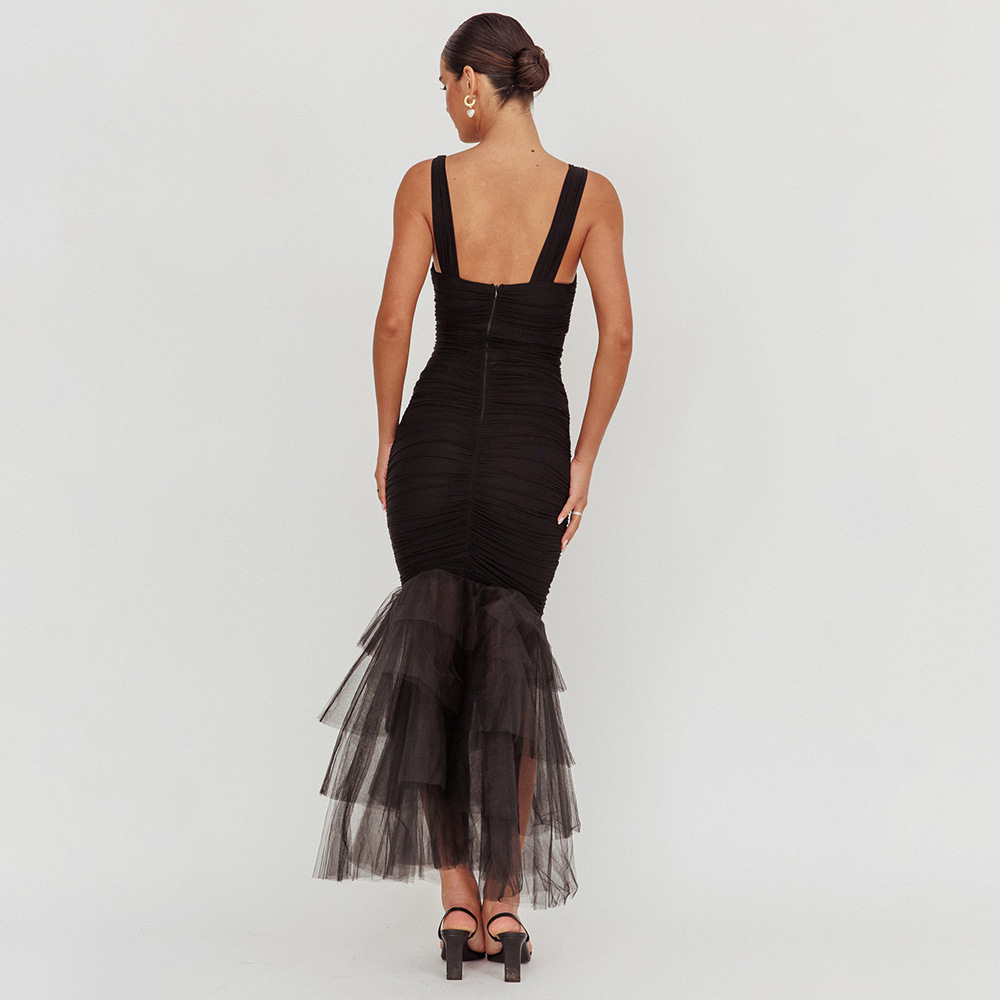 Adela Net-Silk Maxi Dress