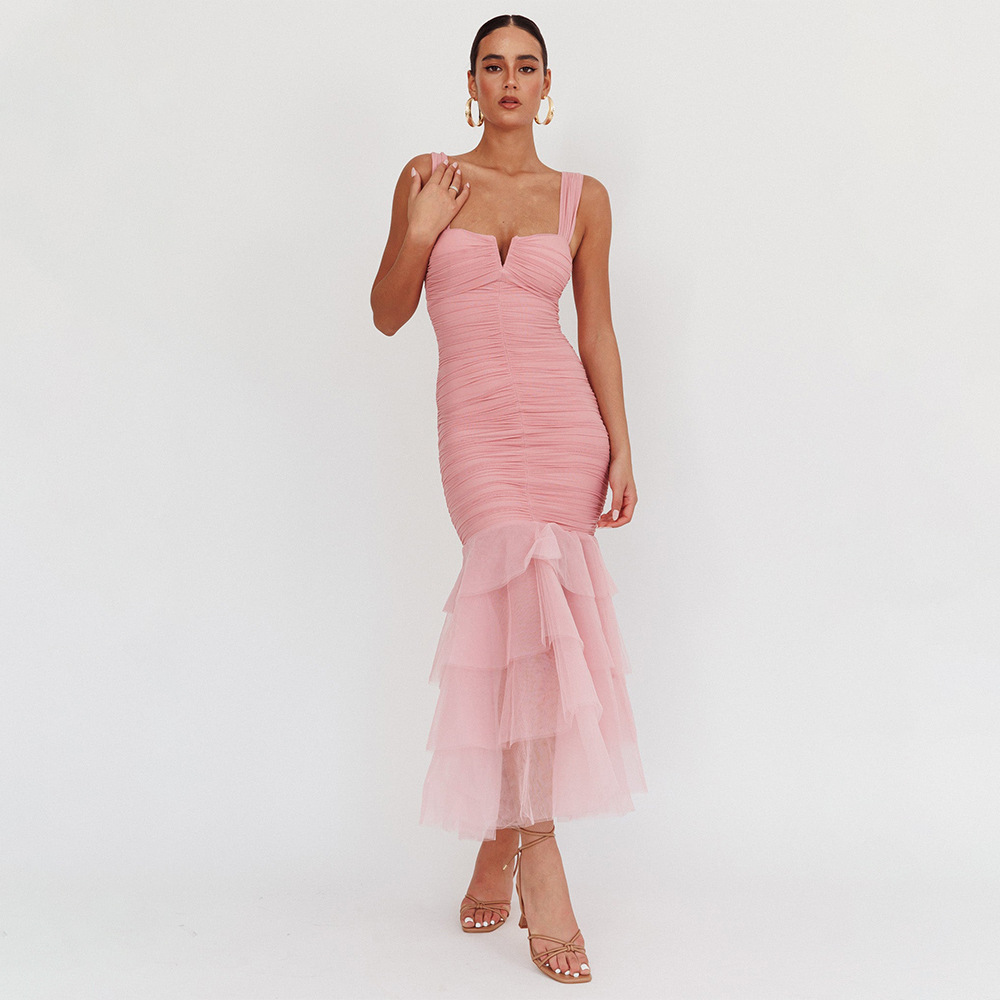 Adela Net-Silk Maxi Dress