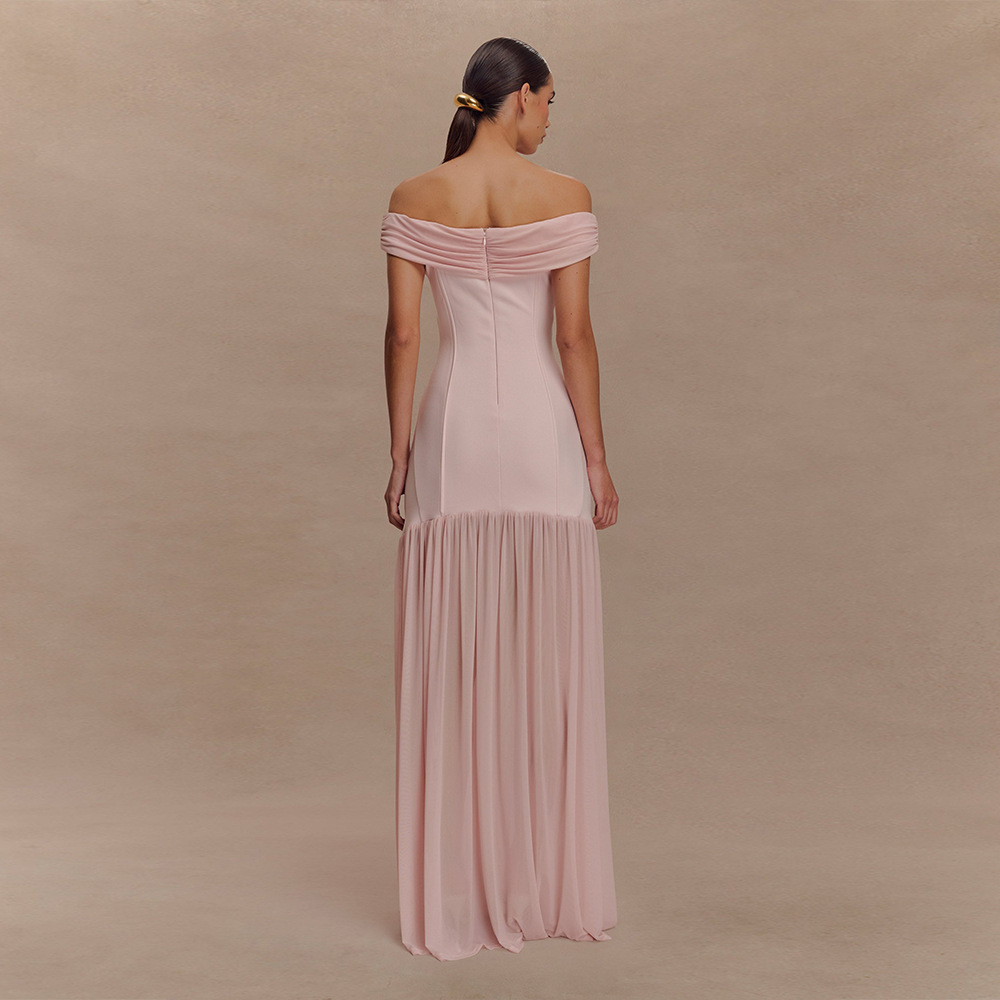 Emma Off-The-Shoulder Maxi Dress In Pink