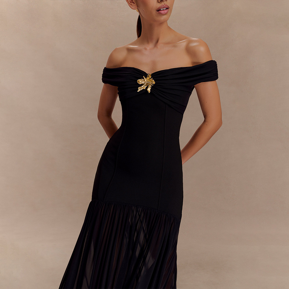 Emma Off-The-Shoulder Maxi Dress In Pink